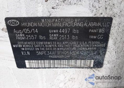 2015 Hyundai Sonata Sport из США, поврежденный, VIN 5NPE34AF9FH054304